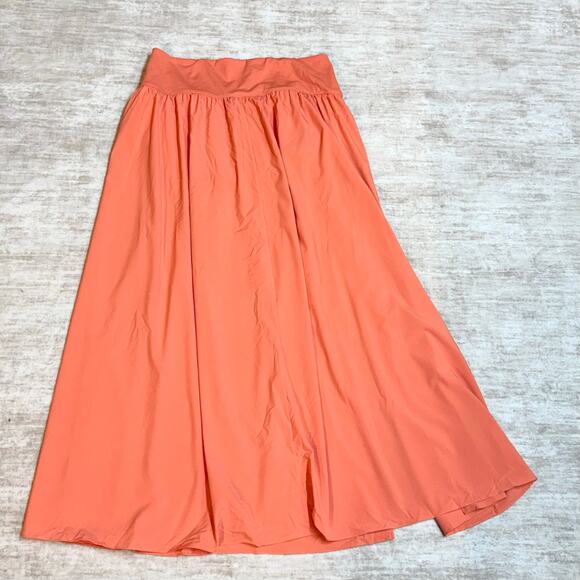 Women’s Halara XL Regular Orange Maxi Skirt Slit Lined Stretch Summer Resort New